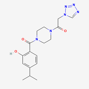 molecular formula C17H22N6O3 B6974179 1-[4-(2-Hydroxy-4-propan-2-ylbenzoyl)piperazin-1-yl]-2-(tetrazol-1-yl)ethanone 