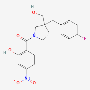 [3-[(4-Fluorophenyl)methyl]-3-(hydroxymethyl)pyrrolidin-1-yl]-(2-hydroxy-4-nitrophenyl)methanone