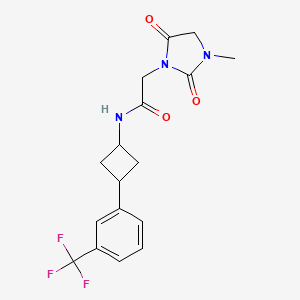 molecular formula C17H18F3N3O3 B6974254 2-(3-methyl-2,5-dioxoimidazolidin-1-yl)-N-[3-[3-(trifluoromethyl)phenyl]cyclobutyl]acetamide 