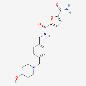 molecular formula C19H23N3O4 B6974266 2-N-[[4-[(4-hydroxypiperidin-1-yl)methyl]phenyl]methyl]furan-2,5-dicarboxamide 