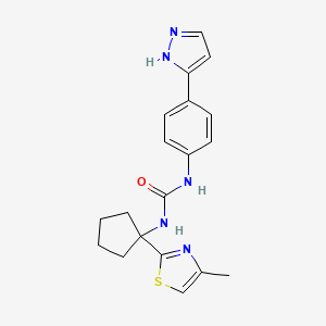 molecular formula C19H21N5OS B6974293 1-[1-(4-methyl-1,3-thiazol-2-yl)cyclopentyl]-3-[4-(1H-pyrazol-5-yl)phenyl]urea 