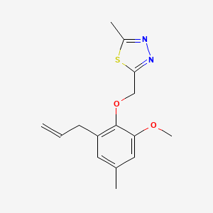 molecular formula C15H18N2O2S B6974319 2-[(2-Methoxy-4-methyl-6-prop-2-enylphenoxy)methyl]-5-methyl-1,3,4-thiadiazole 