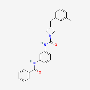 molecular formula C25H25N3O2 B6974354 N-(3-benzamidophenyl)-3-[(3-methylphenyl)methyl]azetidine-1-carboxamide 