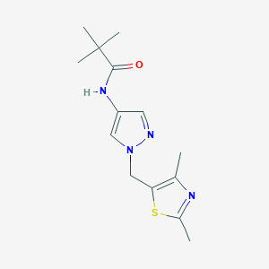 molecular formula C14H20N4OS B6974370 N-[1-[(2,4-dimethyl-1,3-thiazol-5-yl)methyl]pyrazol-4-yl]-2,2-dimethylpropanamide 