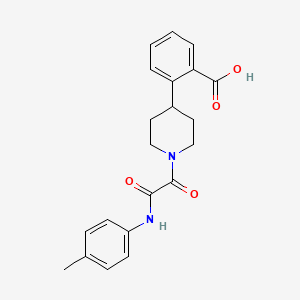 molecular formula C21H22N2O4 B6974374 2-[1-[2-(4-Methylanilino)-2-oxoacetyl]piperidin-4-yl]benzoic acid 