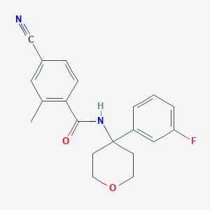 4-cyano-N-[4-(3-fluorophenyl)oxan-4-yl]-2-methylbenzamide