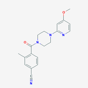 molecular formula C19H20N4O2 B6974403 4-[4-(4-Methoxypyridin-2-yl)piperazine-1-carbonyl]-3-methylbenzonitrile 