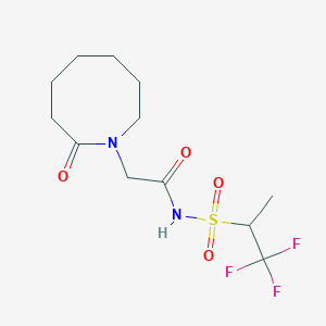 molecular formula C12H19F3N2O4S B6974422 2-(2-oxoazocan-1-yl)-N-(1,1,1-trifluoropropan-2-ylsulfonyl)acetamide 