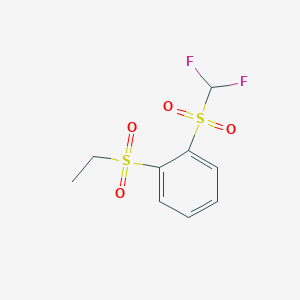 molecular formula C9H10F2O4S2 B6974427 1-(Difluoromethylsulfonyl)-2-ethylsulfonylbenzene 