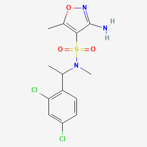 molecular formula C13H15Cl2N3O3S B6974464 3-amino-N-[1-(2,4-dichlorophenyl)ethyl]-N,5-dimethyl-1,2-oxazole-4-sulfonamide 