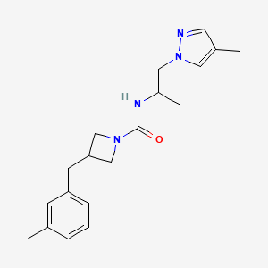 molecular formula C19H26N4O B6974466 3-[(3-methylphenyl)methyl]-N-[1-(4-methylpyrazol-1-yl)propan-2-yl]azetidine-1-carboxamide 