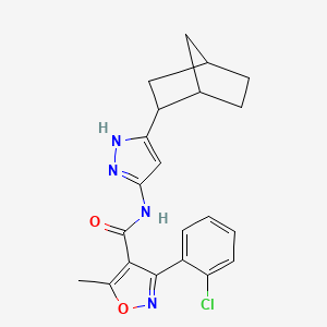 molecular formula C21H21ClN4O2 B6974493 N-[5-(2-bicyclo[2.2.1]heptanyl)-1H-pyrazol-3-yl]-3-(2-chlorophenyl)-5-methyl-1,2-oxazole-4-carboxamide 