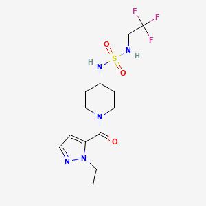 molecular formula C13H20F3N5O3S B6974549 (2-Ethylpyrazol-3-yl)-[4-(2,2,2-trifluoroethylsulfamoylamino)piperidin-1-yl]methanone 