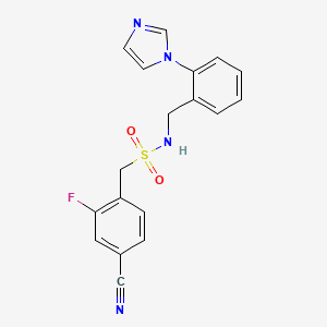 molecular formula C18H15FN4O2S B6974555 1-(4-cyano-2-fluorophenyl)-N-[(2-imidazol-1-ylphenyl)methyl]methanesulfonamide 