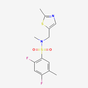 molecular formula C13H14F2N2O2S2 B6974574 2,4-difluoro-N,5-dimethyl-N-[(2-methyl-1,3-thiazol-5-yl)methyl]benzenesulfonamide 