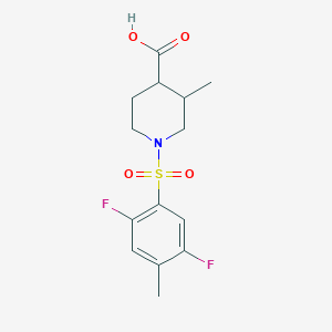 molecular formula C14H17F2NO4S B6974678 1-(2,5-Difluoro-4-methylphenyl)sulfonyl-3-methylpiperidine-4-carboxylic acid 