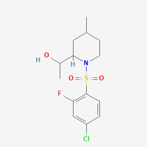 molecular formula C14H19ClFNO3S B6974685 1-[1-(4-Chloro-2-fluorophenyl)sulfonyl-4-methylpiperidin-2-yl]ethanol 