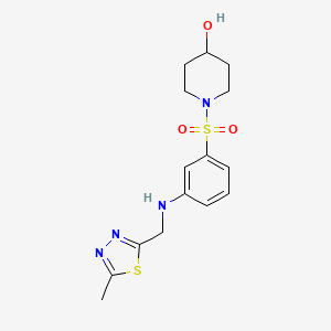 molecular formula C15H20N4O3S2 B6974692 1-[3-[(5-Methyl-1,3,4-thiadiazol-2-yl)methylamino]phenyl]sulfonylpiperidin-4-ol 