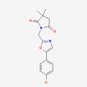 molecular formula C16H15BrN2O3 B6974749 1-[[5-(4-Bromophenyl)-1,3-oxazol-2-yl]methyl]-3,3-dimethylpyrrolidine-2,5-dione 