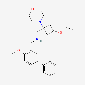 molecular formula C25H34N2O3 B6974793 N-[(3-ethoxy-1-morpholin-4-ylcyclobutyl)methyl]-1-(2-methoxy-5-phenylphenyl)methanamine 