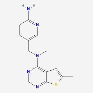 molecular formula C14H15N5S B6974890 N-[(6-aminopyridin-3-yl)methyl]-N,6-dimethylthieno[2,3-d]pyrimidin-4-amine 