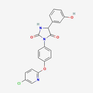 molecular formula C20H14ClN3O4 B6974914 3-[4-(5-Chloropyridin-2-yl)oxyphenyl]-5-(3-hydroxyphenyl)imidazolidine-2,4-dione 