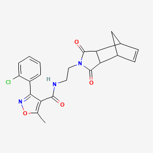 molecular formula C22H20ClN3O4 B6974932 3-(2-chlorophenyl)-N-[2-(3,5-dioxo-4-azatricyclo[5.2.1.02,6]dec-8-en-4-yl)ethyl]-5-methyl-1,2-oxazole-4-carboxamide 