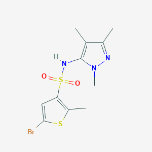 molecular formula C11H14BrN3O2S2 B6974951 5-bromo-2-methyl-N-(2,4,5-trimethylpyrazol-3-yl)thiophene-3-sulfonamide 