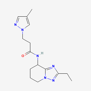 molecular formula C15H22N6O B6974962 N-(2-ethyl-5,6,7,8-tetrahydro-[1,2,4]triazolo[1,5-a]pyridin-8-yl)-3-(4-methylpyrazol-1-yl)propanamide 