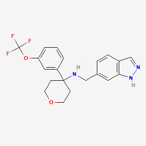 molecular formula C20H20F3N3O2 B6974976 N-(1H-indazol-6-ylmethyl)-4-[3-(trifluoromethoxy)phenyl]oxan-4-amine 