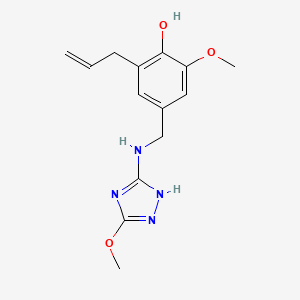 molecular formula C14H18N4O3 B6975001 2-methoxy-4-[[(3-methoxy-1H-1,2,4-triazol-5-yl)amino]methyl]-6-prop-2-enylphenol 