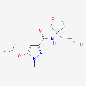 molecular formula C12H17F2N3O4 B6975011 5-(difluoromethoxy)-N-[3-(2-hydroxyethyl)oxolan-3-yl]-1-methylpyrazole-3-carboxamide 