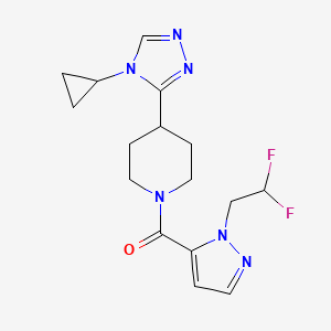 [4-(4-Cyclopropyl-1,2,4-triazol-3-yl)piperidin-1-yl]-[2-(2,2-difluoroethyl)pyrazol-3-yl]methanone