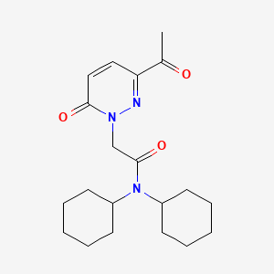 molecular formula C20H29N3O3 B6975042 2-(3-acetyl-6-oxopyridazin-1-yl)-N,N-dicyclohexylacetamide 