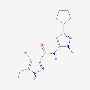 molecular formula C15H20BrN5O B6975050 4-bromo-N-(5-cyclopentyl-2-methylpyrazol-3-yl)-5-ethyl-1H-pyrazole-3-carboxamide 