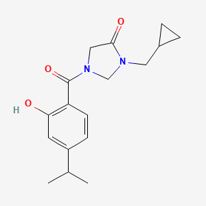 3-(Cyclopropylmethyl)-1-(2-hydroxy-4-propan-2-ylbenzoyl)imidazolidin-4-one