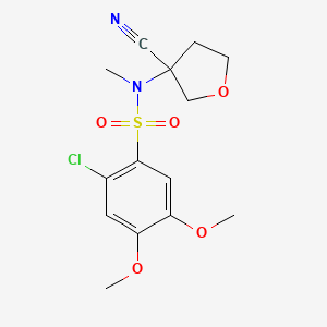 molecular formula C14H17ClN2O5S B6975126 2-chloro-N-(3-cyanooxolan-3-yl)-4,5-dimethoxy-N-methylbenzenesulfonamide 