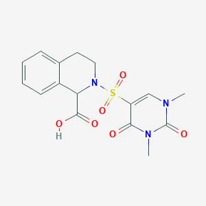 molecular formula C16H17N3O6S B6975153 2-(1,3-dimethyl-2,4-dioxopyrimidin-5-yl)sulfonyl-3,4-dihydro-1H-isoquinoline-1-carboxylic acid 