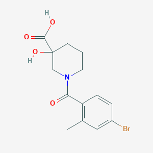 molecular formula C14H16BrNO4 B6975171 1-(4-Bromo-2-methylbenzoyl)-3-hydroxypiperidine-3-carboxylic acid 