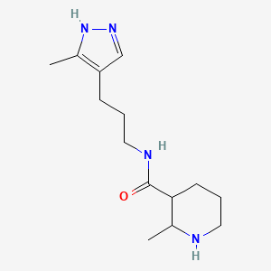 2-methyl-N-[3-(5-methyl-1H-pyrazol-4-yl)propyl]piperidine-3-carboxamide