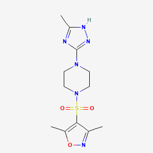 molecular formula C12H18N6O3S B6975251 3,5-dimethyl-4-[4-(5-methyl-1H-1,2,4-triazol-3-yl)piperazin-1-yl]sulfonyl-1,2-oxazole 