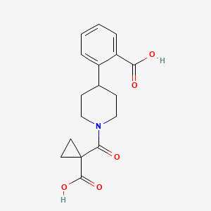 molecular formula C17H19NO5 B6975324 2-[1-(1-Carboxycyclopropanecarbonyl)piperidin-4-yl]benzoic acid 