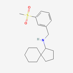 molecular formula C18H27NO2S B6975369 N-[(3-methylsulfonylphenyl)methyl]spiro[4.5]decan-4-amine 