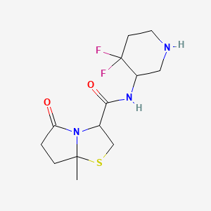 molecular formula C13H19F2N3O2S B6975372 N-(4,4-difluoropiperidin-3-yl)-7a-methyl-5-oxo-2,3,6,7-tetrahydropyrrolo[2,1-b][1,3]thiazole-3-carboxamide 