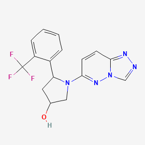 molecular formula C16H14F3N5O B6975453 1-([1,2,4]Triazolo[4,3-b]pyridazin-6-yl)-5-[2-(trifluoromethyl)phenyl]pyrrolidin-3-ol 