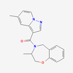 molecular formula C19H19N3O2 B6975472 (3-methyl-3,5-dihydro-2H-1,4-benzoxazepin-4-yl)-(5-methylpyrazolo[1,5-a]pyridin-3-yl)methanone 