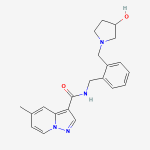 N-[[2-[(3-hydroxypyrrolidin-1-yl)methyl]phenyl]methyl]-5-methylpyrazolo[1,5-a]pyridine-3-carboxamide