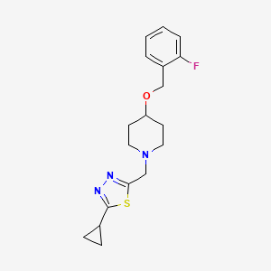 2-Cyclopropyl-5-[[4-[(2-fluorophenyl)methoxy]piperidin-1-yl]methyl]-1,3,4-thiadiazole