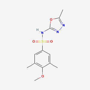 molecular formula C12H15N3O4S B6975541 4-methoxy-3,5-dimethyl-N-(5-methyl-1,3,4-oxadiazol-2-yl)benzenesulfonamide 