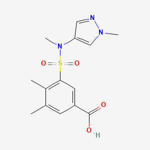 molecular formula C14H17N3O4S B6975549 3,4-Dimethyl-5-[methyl-(1-methylpyrazol-4-yl)sulfamoyl]benzoic acid 